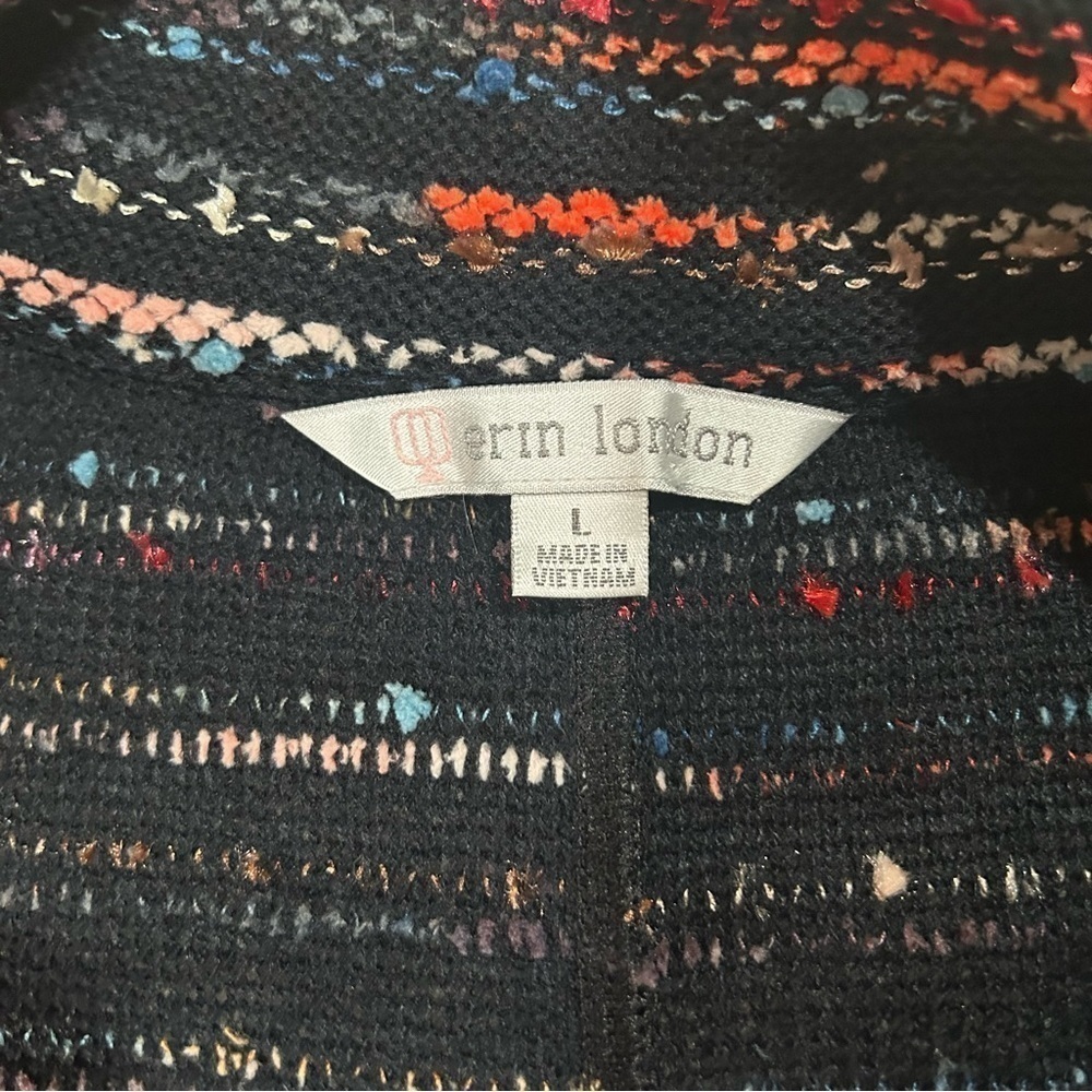 Erin London multicolored stripe zip up asymmetrical jacket with pockets Large - Picture 10 of 14